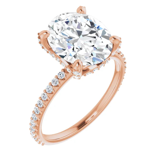 Lab Grown Oval Diamond Engagement Ring With Hidden Halo IGI Certified-VIRABYANI