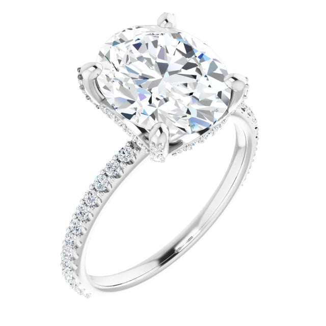Lab Grown Oval Diamond Engagement Ring With Hidden Halo IGI Certified-VIRABYANI