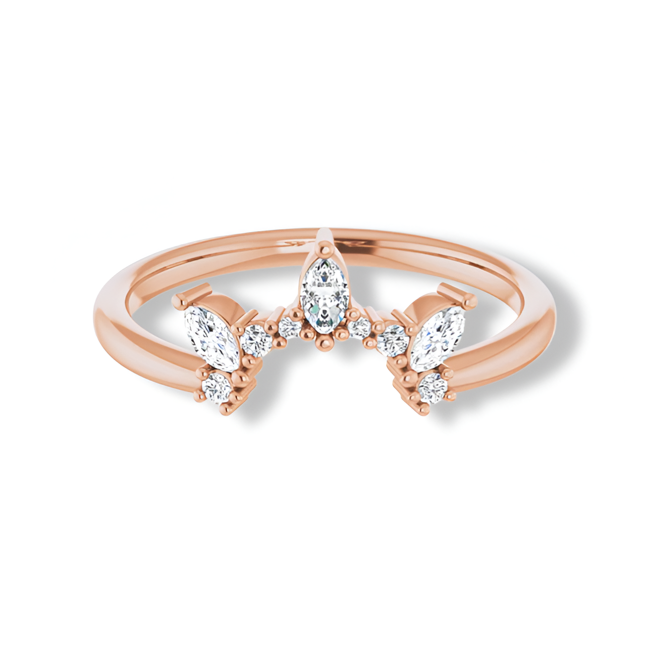 Round And Marquise Diamond Contour Band-VIRABYANI