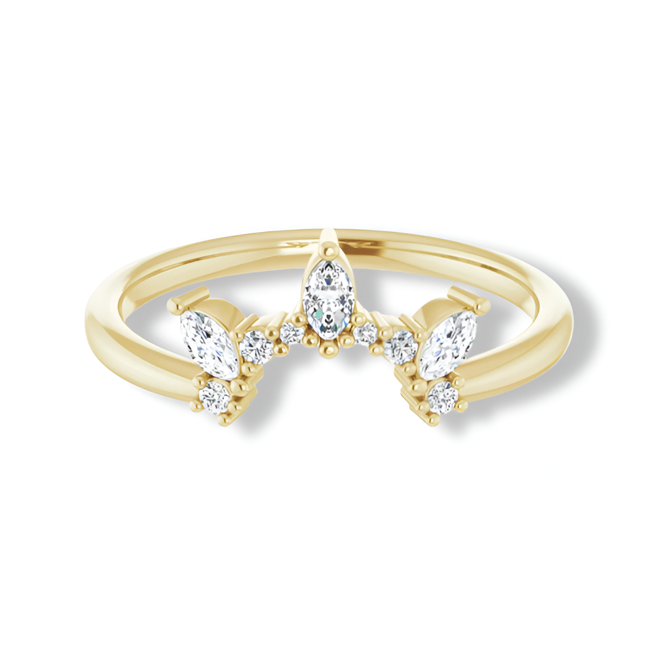 Round And Marquise Diamond Contour Band