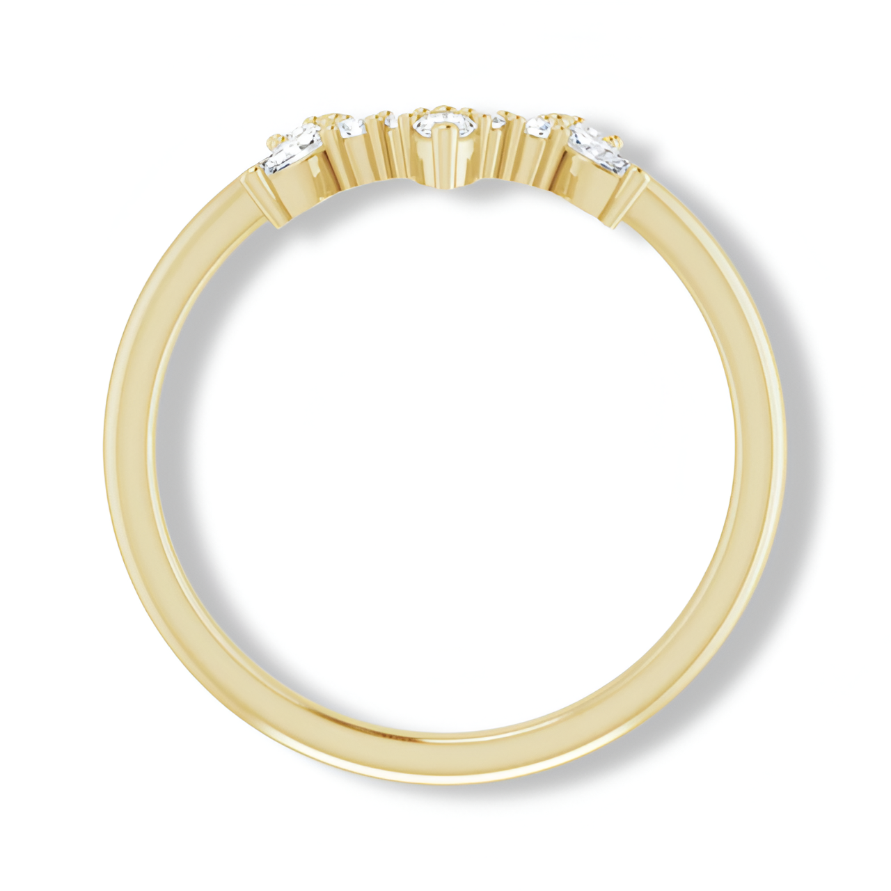 Round And Marquise Diamond Contour Band