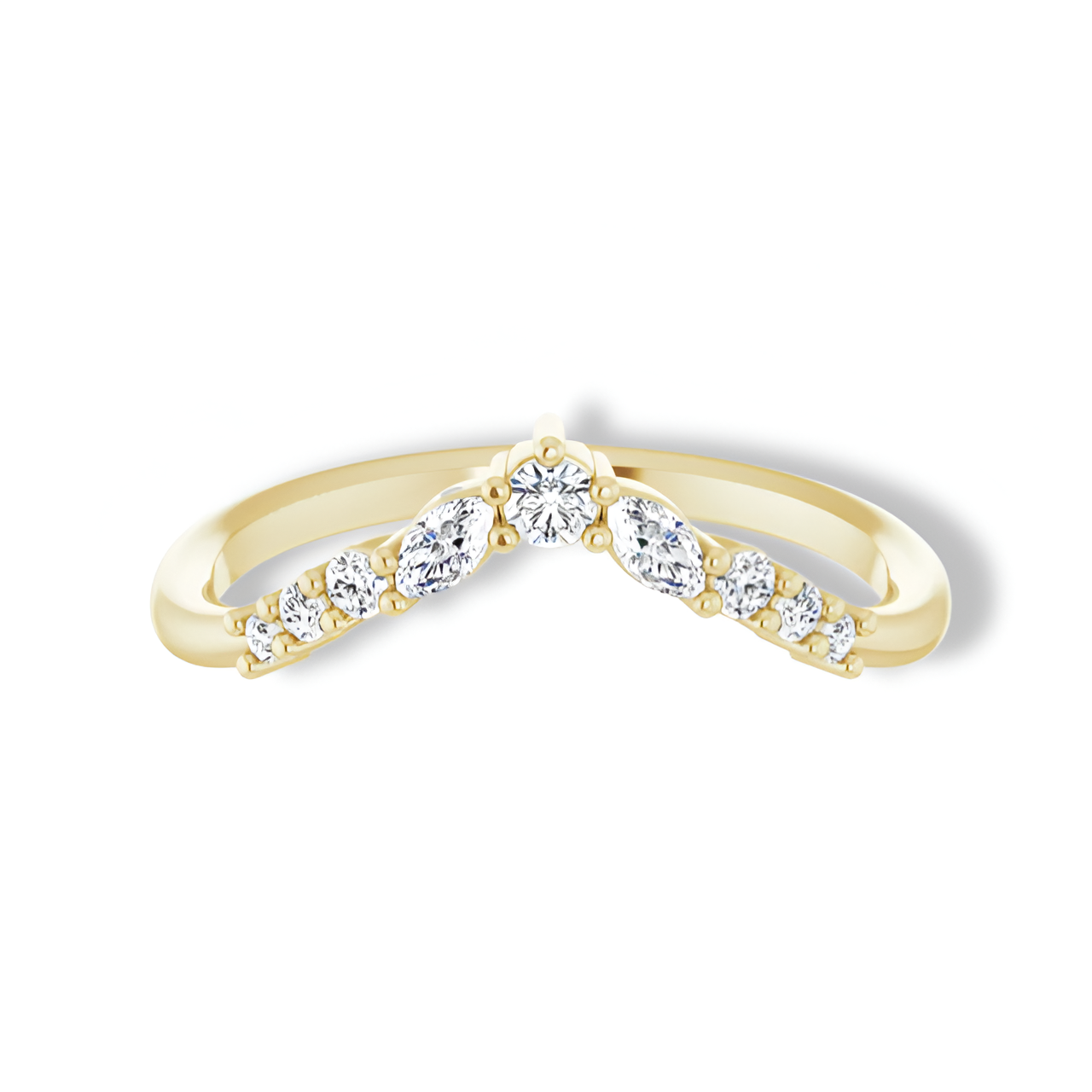Round And Marquise Diamond Curved Band-VIRABYANI