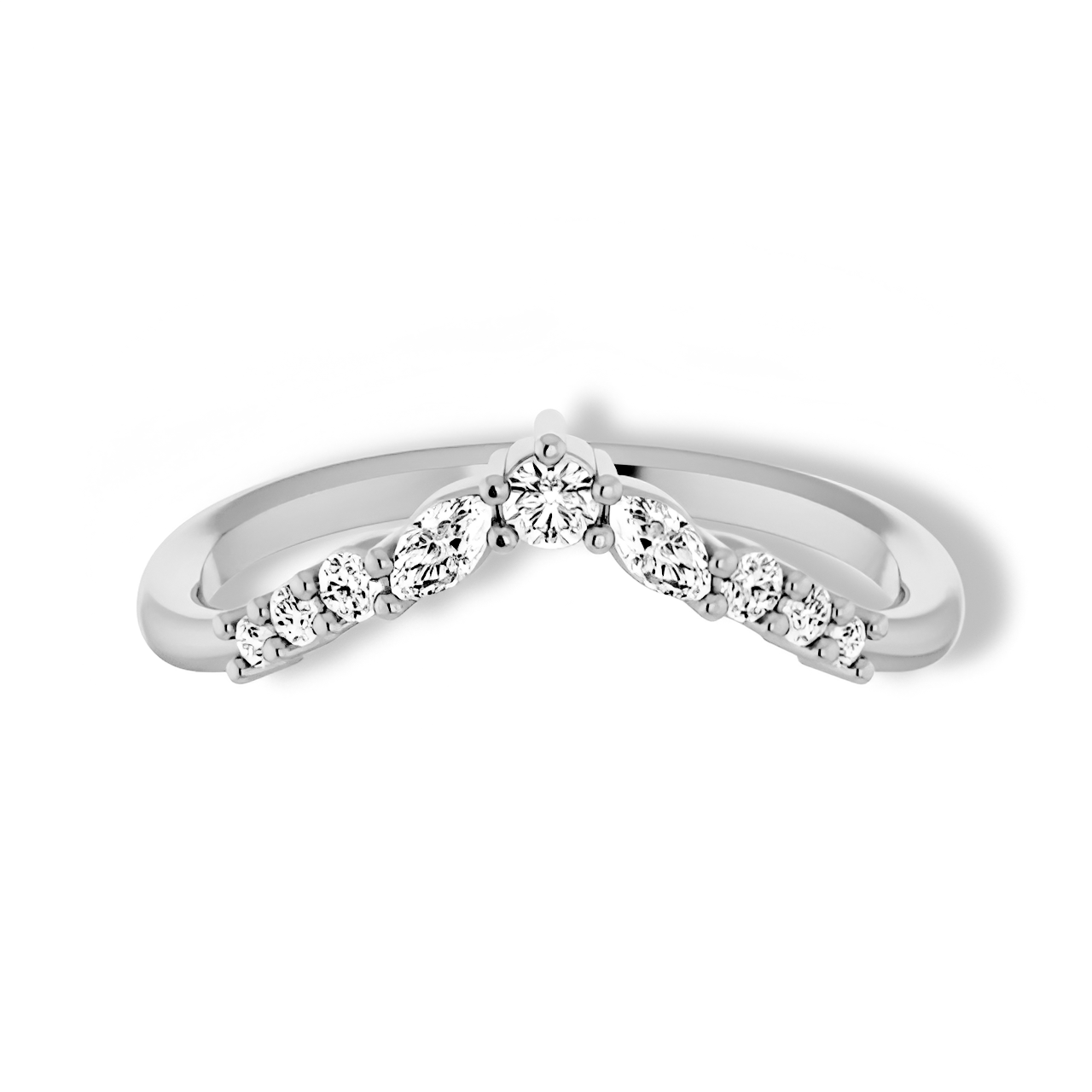 Round And Marquise Diamond Curved Band-VIRABYANI