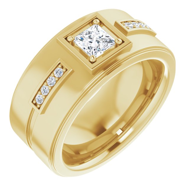 0.62 ctw Princess & Round Diamond Wide Men's Ring-VIRABYANI