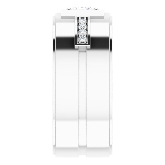 0.62 ctw Princess & Round Diamond Wide Men's Ring-VIRABYANI