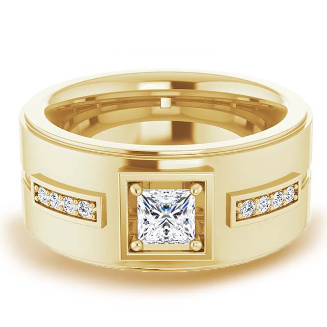 0.62 ctw Princess & Round Diamond Wide Men's Ring-VIRABYANI