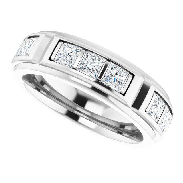 2.70 ctw Bar Set Princess Cut Diamond Men's Ring-VIRABYANI