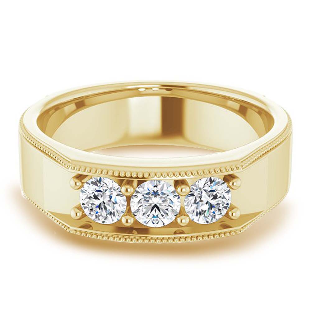 0.78 ctw Round Diamond Milgrain Accent Men's Ring-VIRABYANI