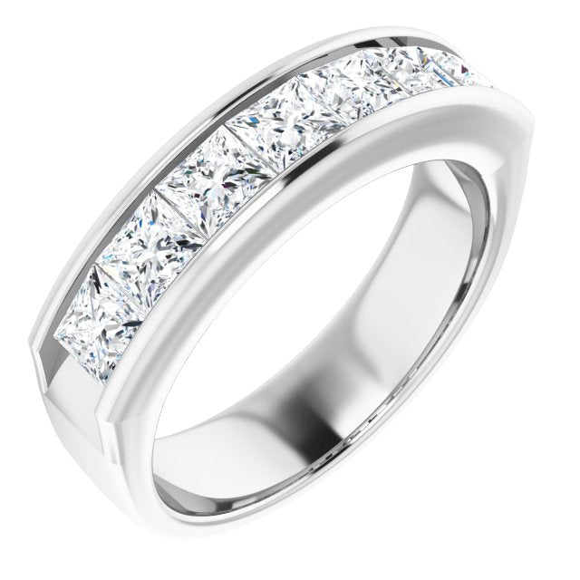 3.0 ctw Channel Set Princess Diamond Men's Ring-VIRABYANI