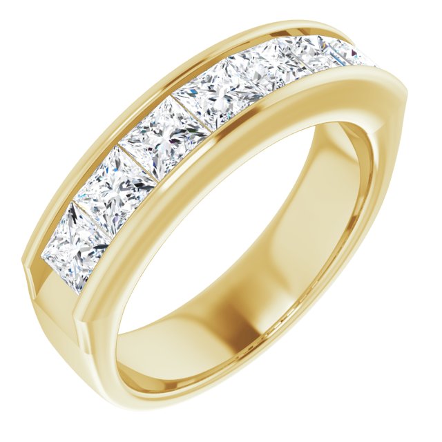 3.0 ctw Channel Set Princess Diamond Men's Ring-VIRABYANI