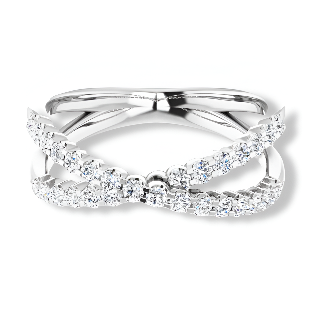 Criss Cross Round Diamond Band-VIRABYANI