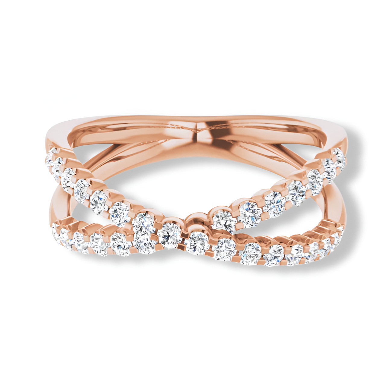 Criss Cross Round Diamond Band-VIRABYANI