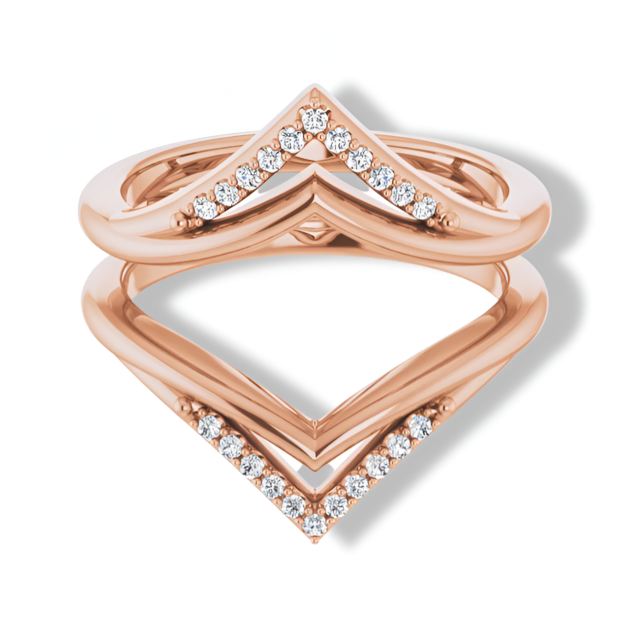 Round Diamond Double Row Ring Guard-VIRABYANI