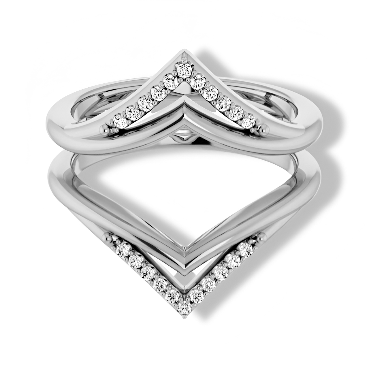 Round Diamond Double Row Ring Guard-VIRABYANI