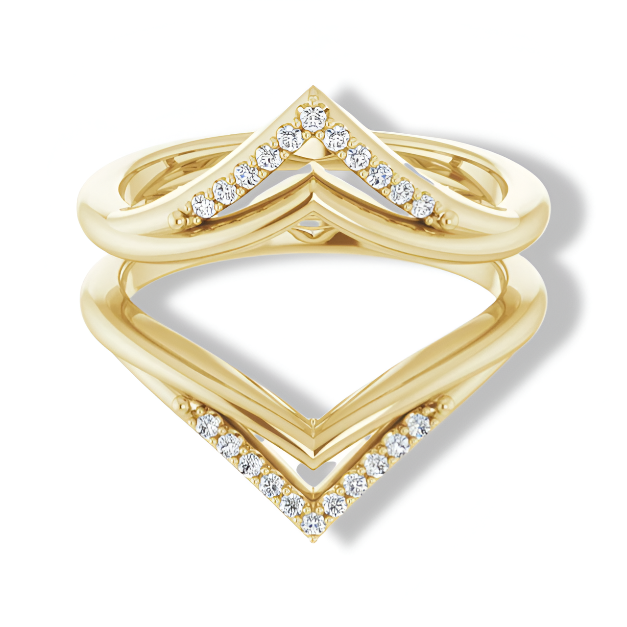 Round Diamond Double Row Ring Guard-VIRABYANI