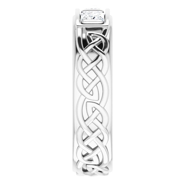 1.0 ctw Bar Set Princess Diamond Men's Ring Celtic Knot Design-VIRABYANI