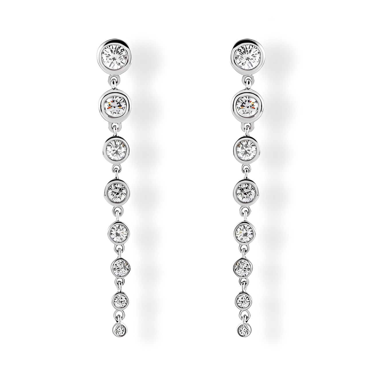 Graduated Diamond Drop Earrings-VIRABYANI