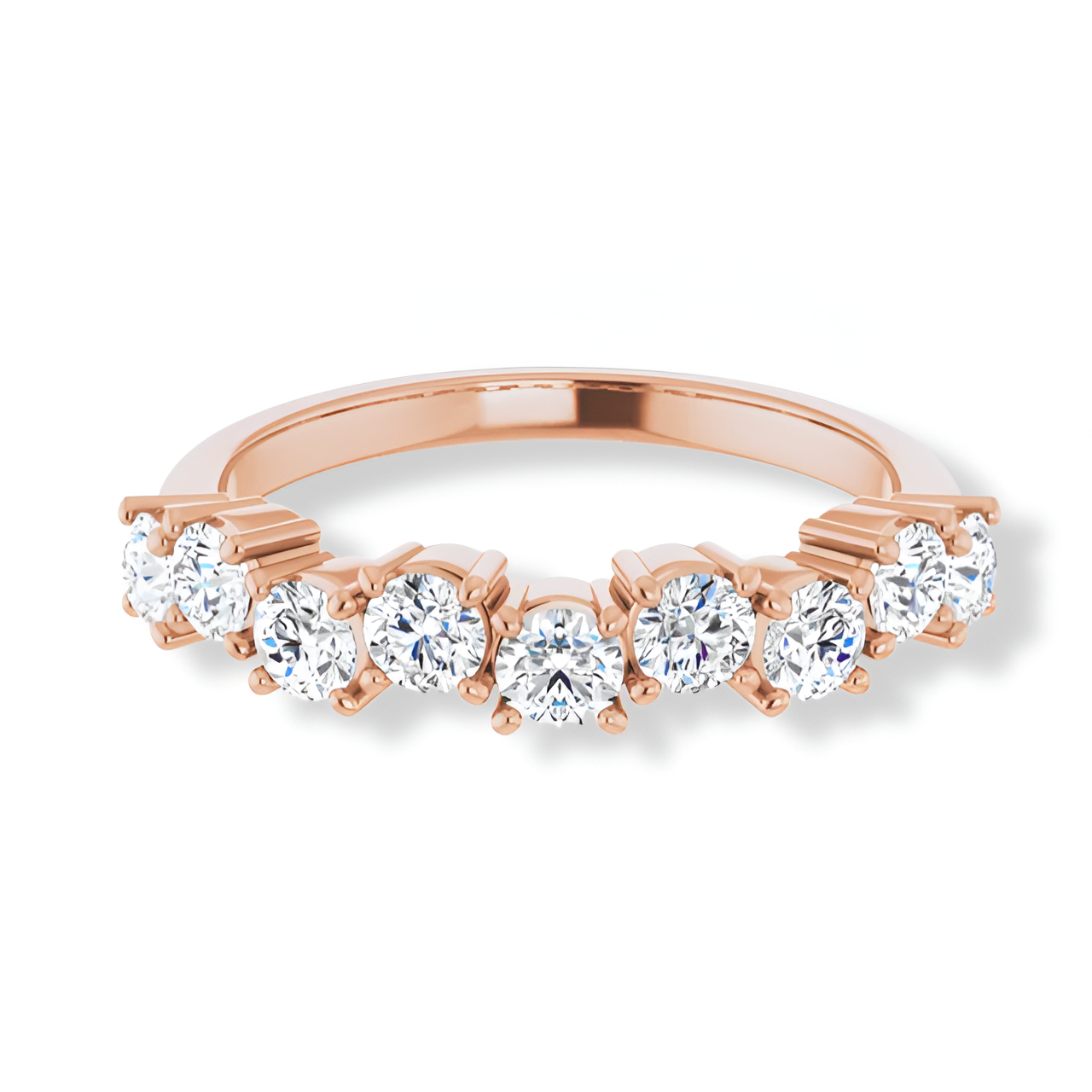 Nine Stone Round Diamond Anniversary Band-VIRABYANI