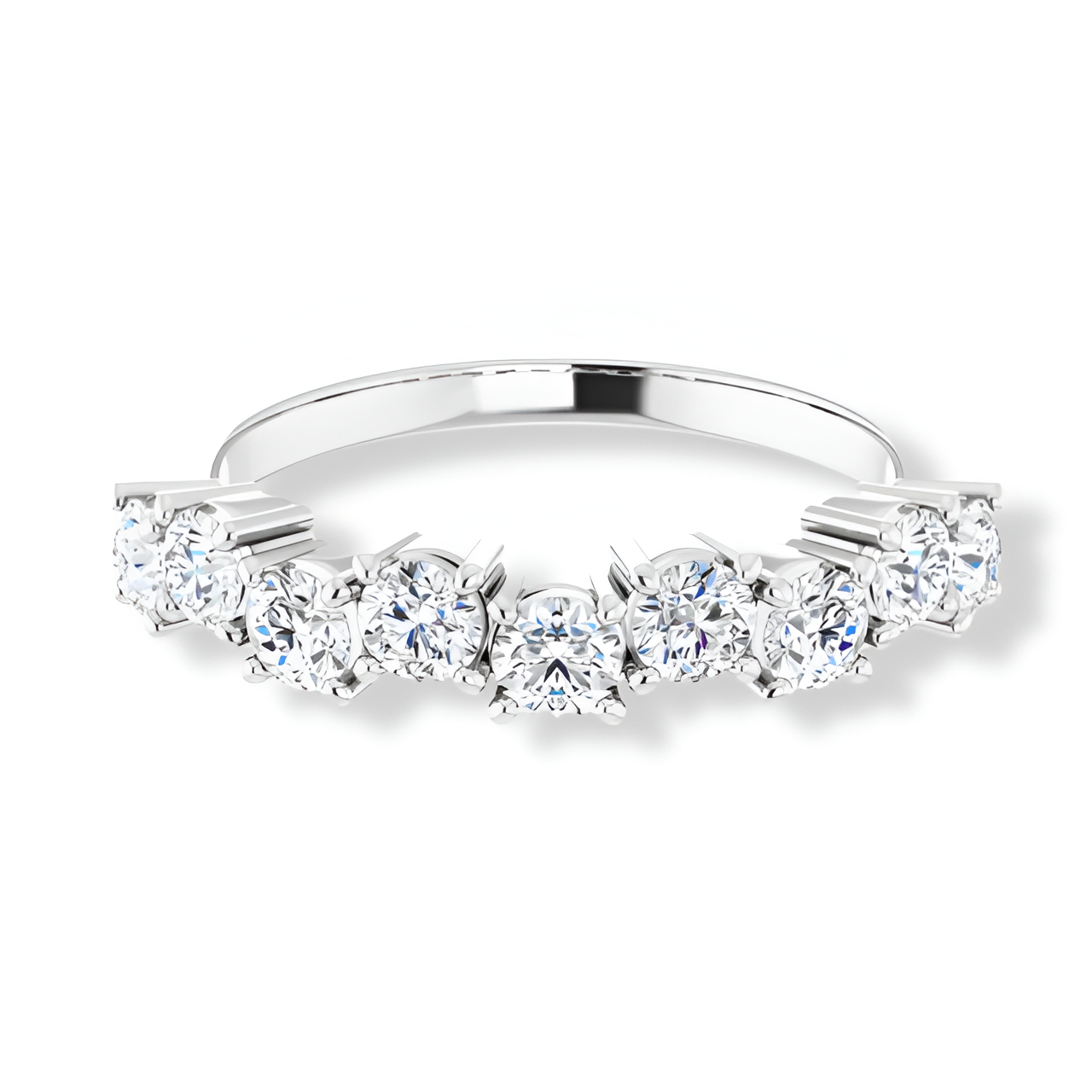 Nine Stone Round Diamond Anniversary Band-VIRABYANI