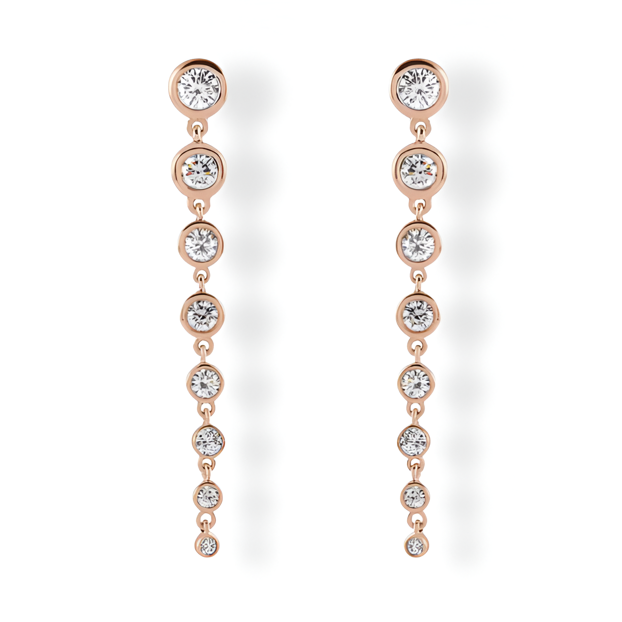 Graduated Diamond Drop Earrings-VIRABYANI