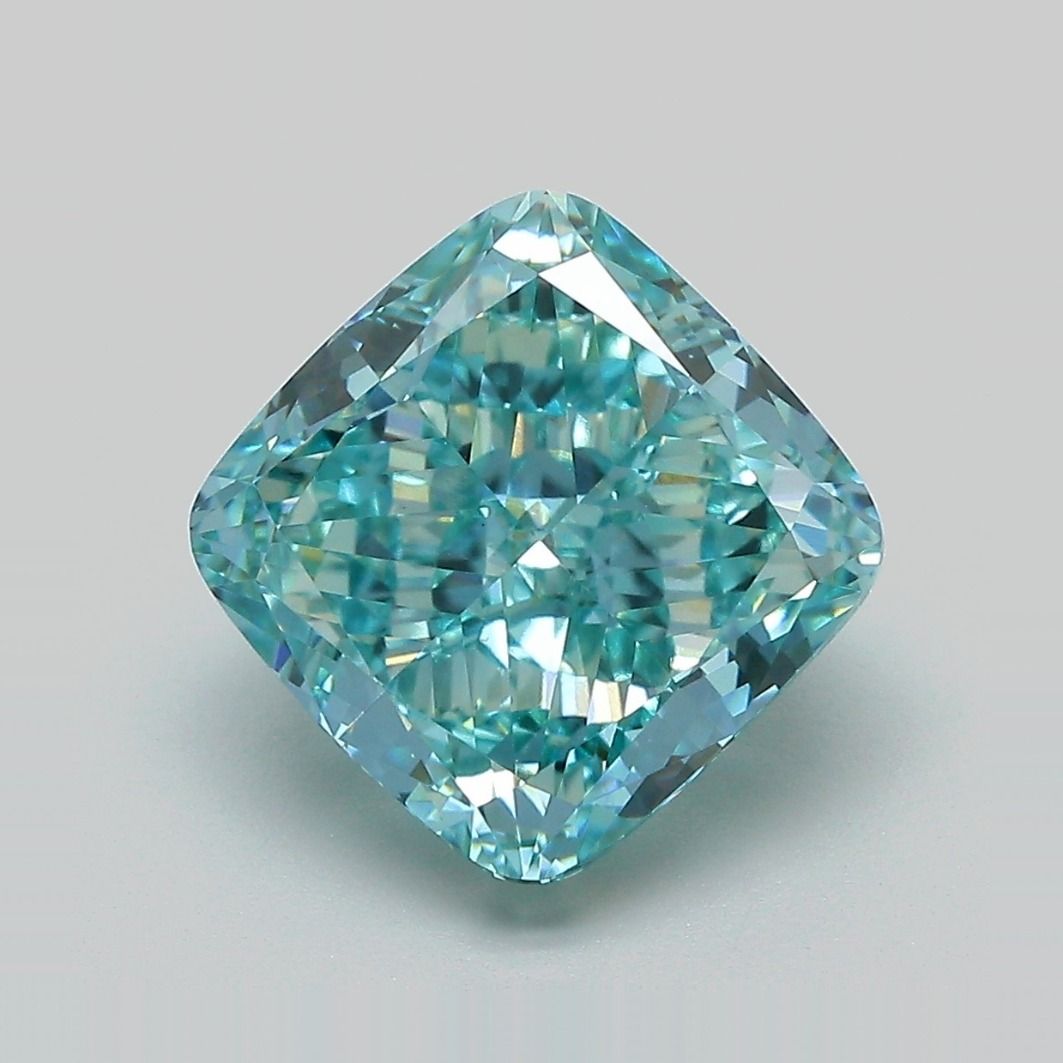 5.05 Carat Cushion Cut Fancy Green