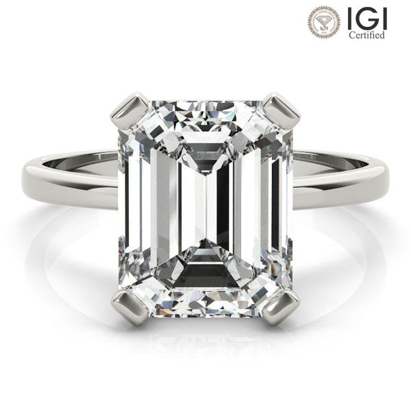 Noemi Emerald Lab Grown Diamond Solitaire Engagement Ring IGI Certified-VIRABYANI