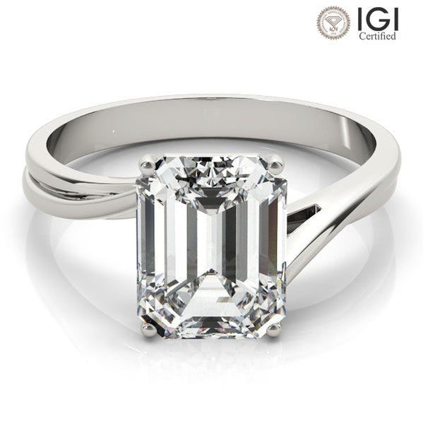 Hazel Emerald Lab Grown Diamond Solitaire Engagement Ring IGI Certified-VIRABYANI
