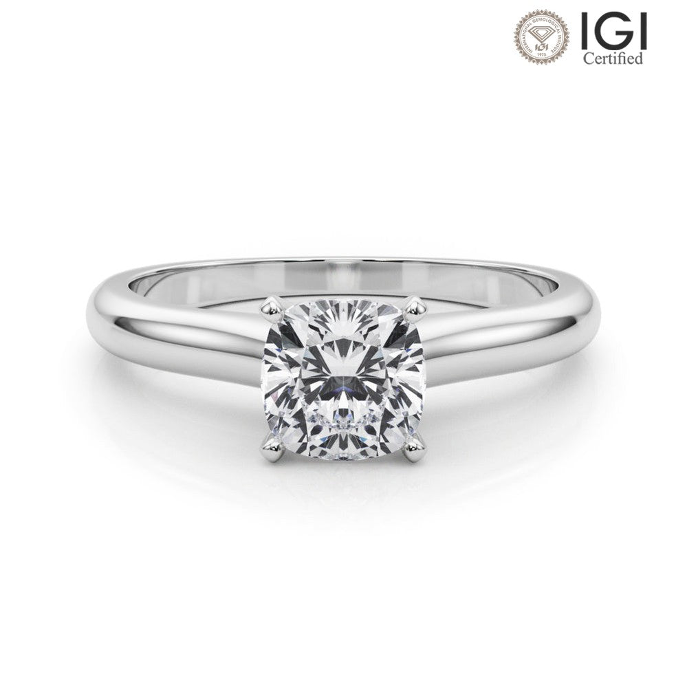 Isabella Cushion Lab Grown Diamond Solitaire Engagement Ring IGI Certified-VIRABYANI
