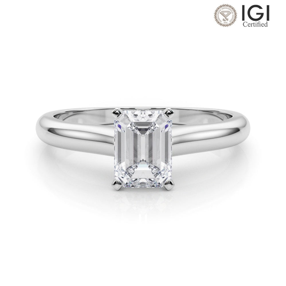Isabella Emerald Lab Grown Diamond Solitaire Engagement Ring IGI Certified