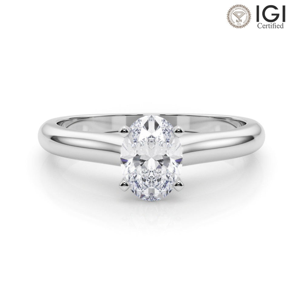 Isabella Oval Lab Grown Diamond Solitaire Engagement Ring IGI Certified-VIRABYANI