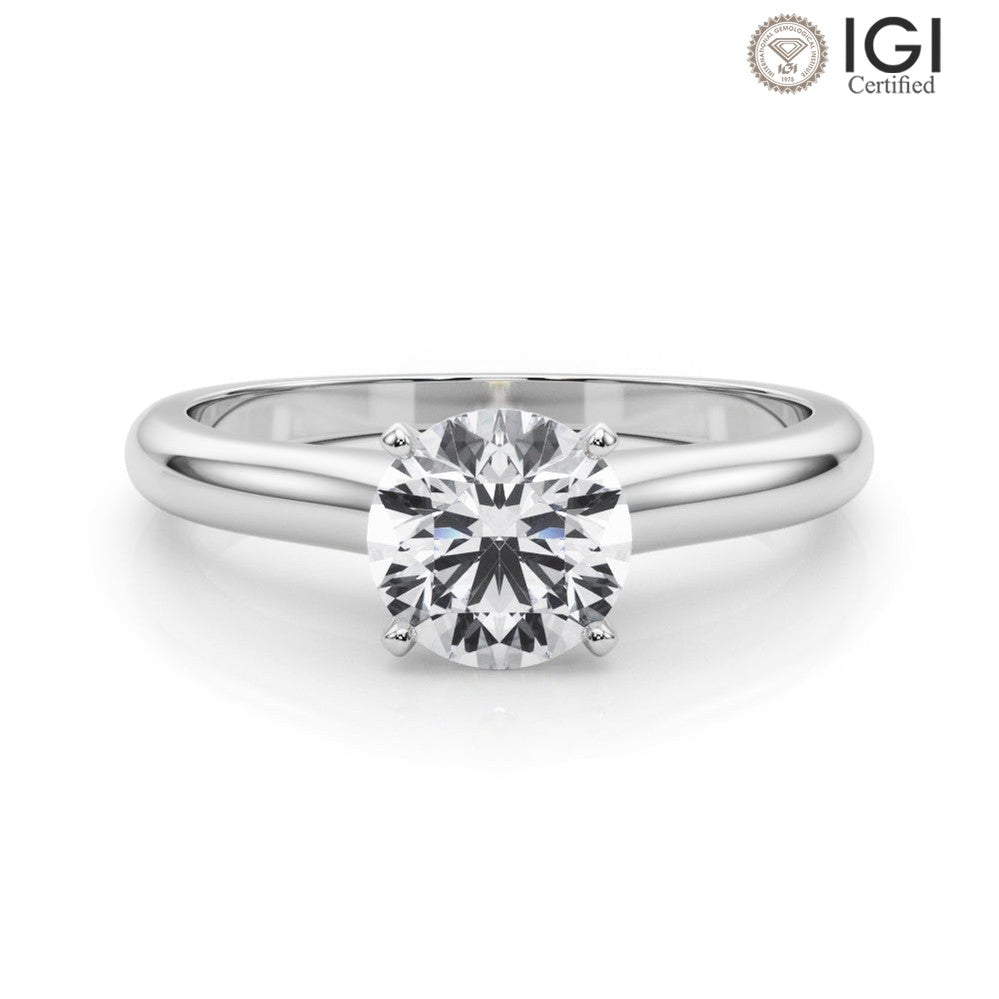 Isabella Round Lab Grown Diamond Solitaire Engagement Ring IGI Certified-VIRABYANI