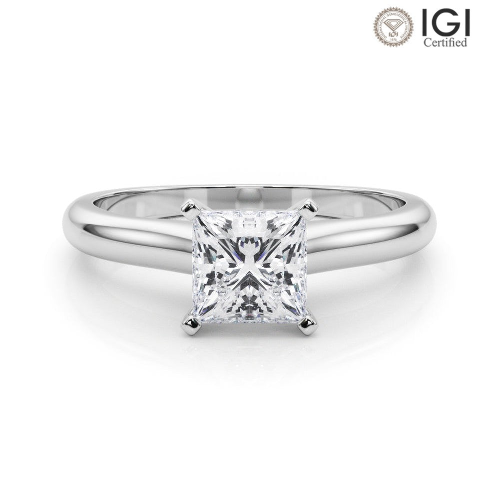 Isabella Princess Lab Grown Diamond Solitaire Engagement Ring IGI Certified-VIRABYANI