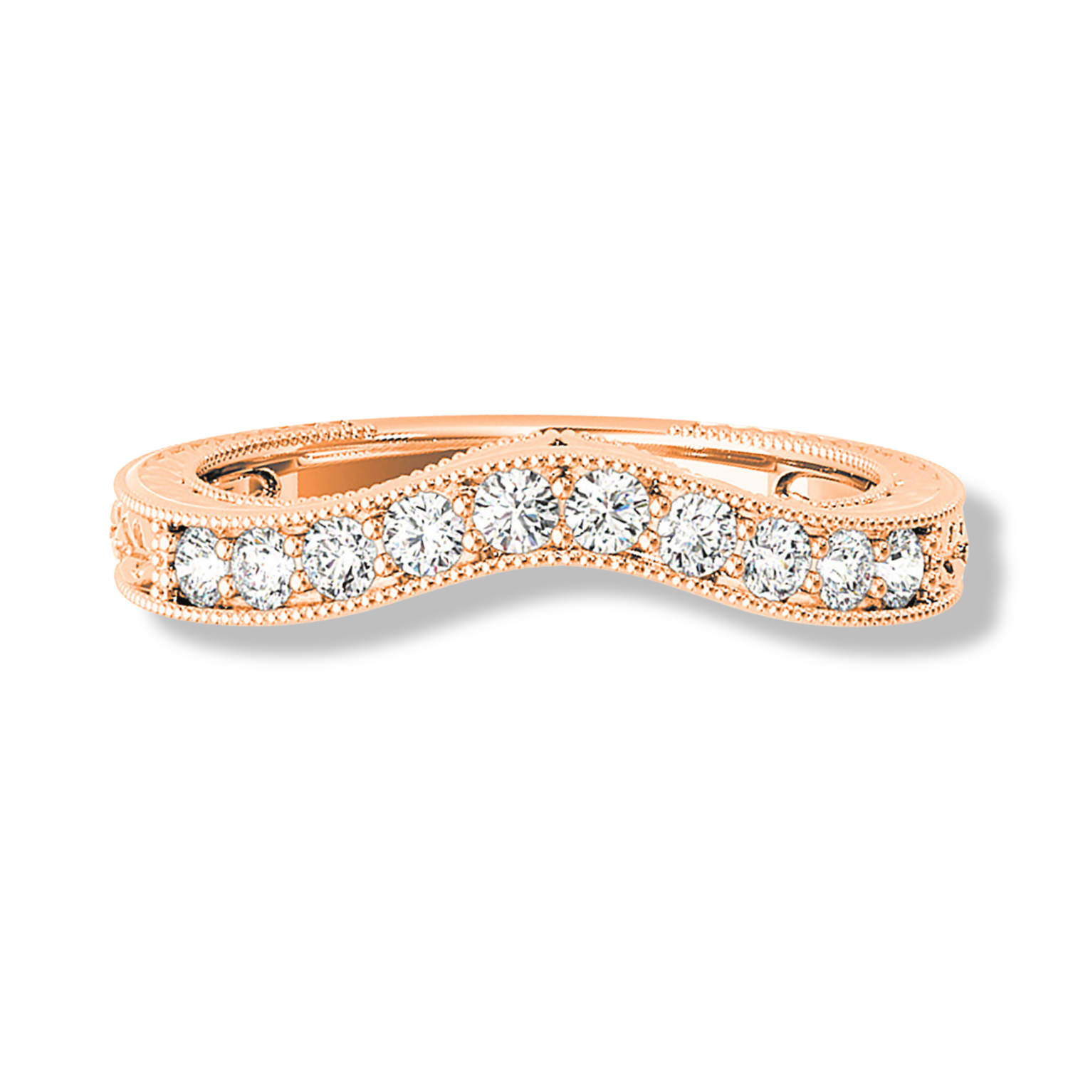 Vintage Inspired Diamond Curved Wedding Band-VIRABYANI