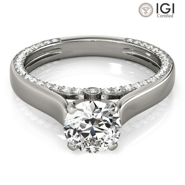 Estella Round Lab Grown Diamond Solitaire Engagement Ring IGI Certified-VIRABYANI