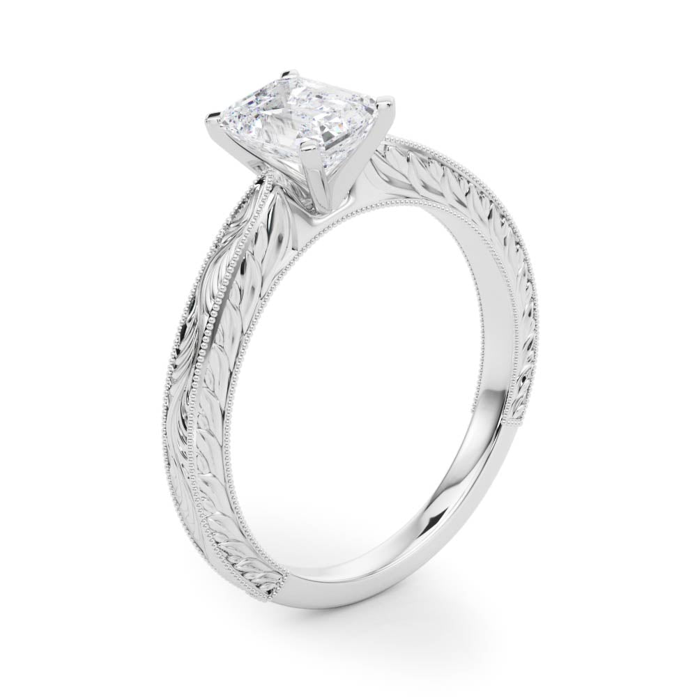 Victoria Emerald Diamond Solitaire Engagement Ring