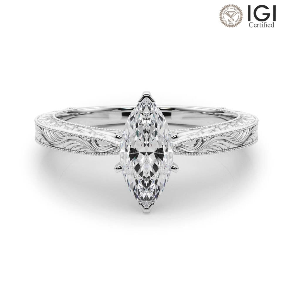 Victoria Marquise Lab Grown Diamond Solitaire Engagement Ring IGI Certified
