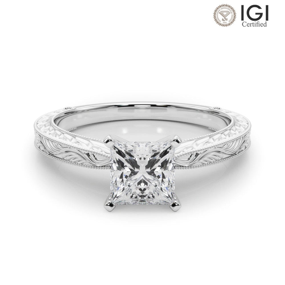 Victoria Princess Lab Grown Diamond Solitaire Engagement Ring IGI Certified-VIRABYANI
