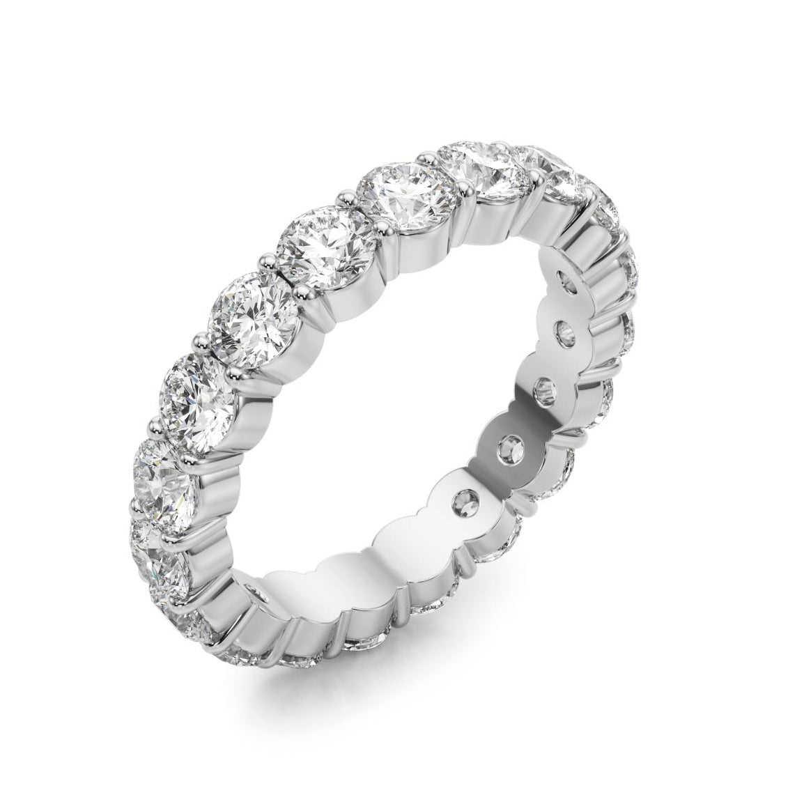 3.0 ct. Round Diamond Classic Eternity Band, Shared Prong Design-VIRABYANI