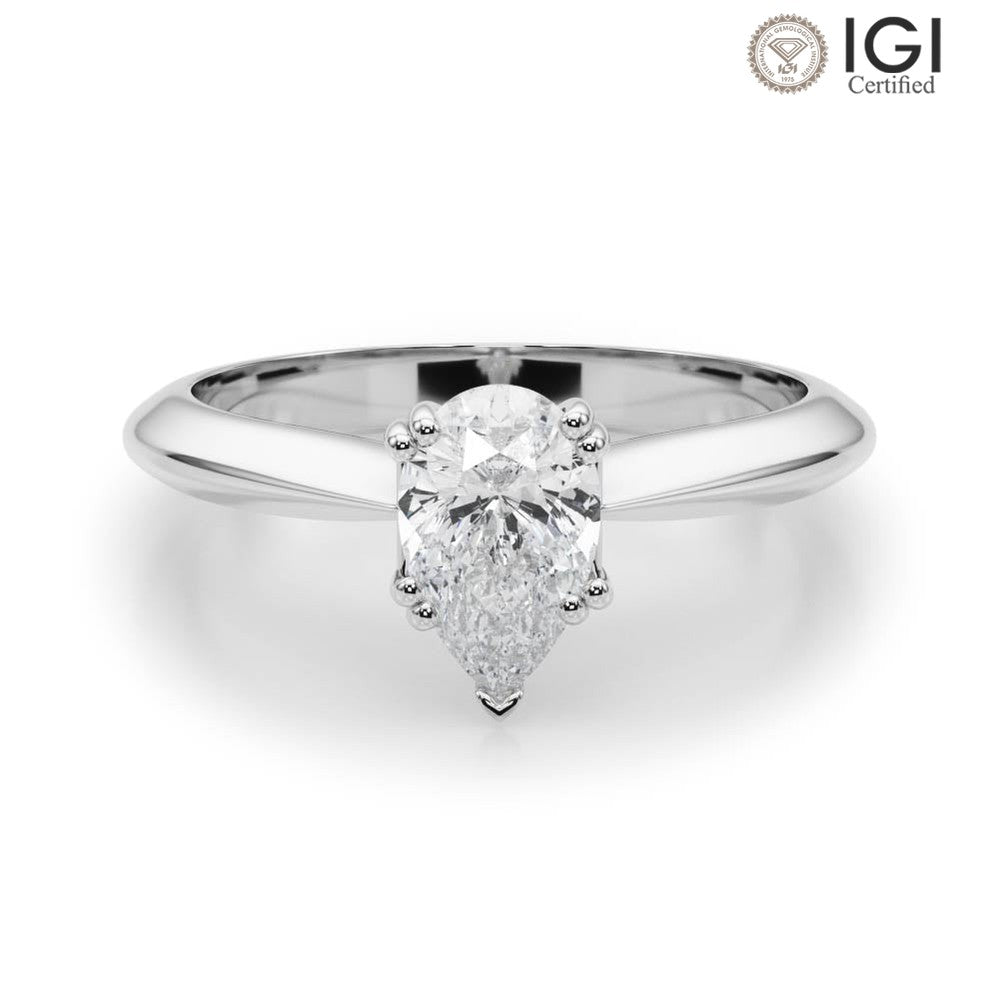 Ava Pear Lab Grown Diamond Solitaire Engagement Ring IGI Certified-VIRABYANI