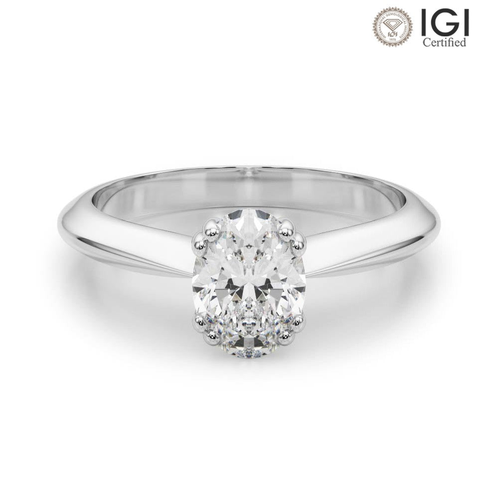 Ava Oval Lab Grown Diamond Solitaire Engagement Ring IGI Certified-VIRABYANI