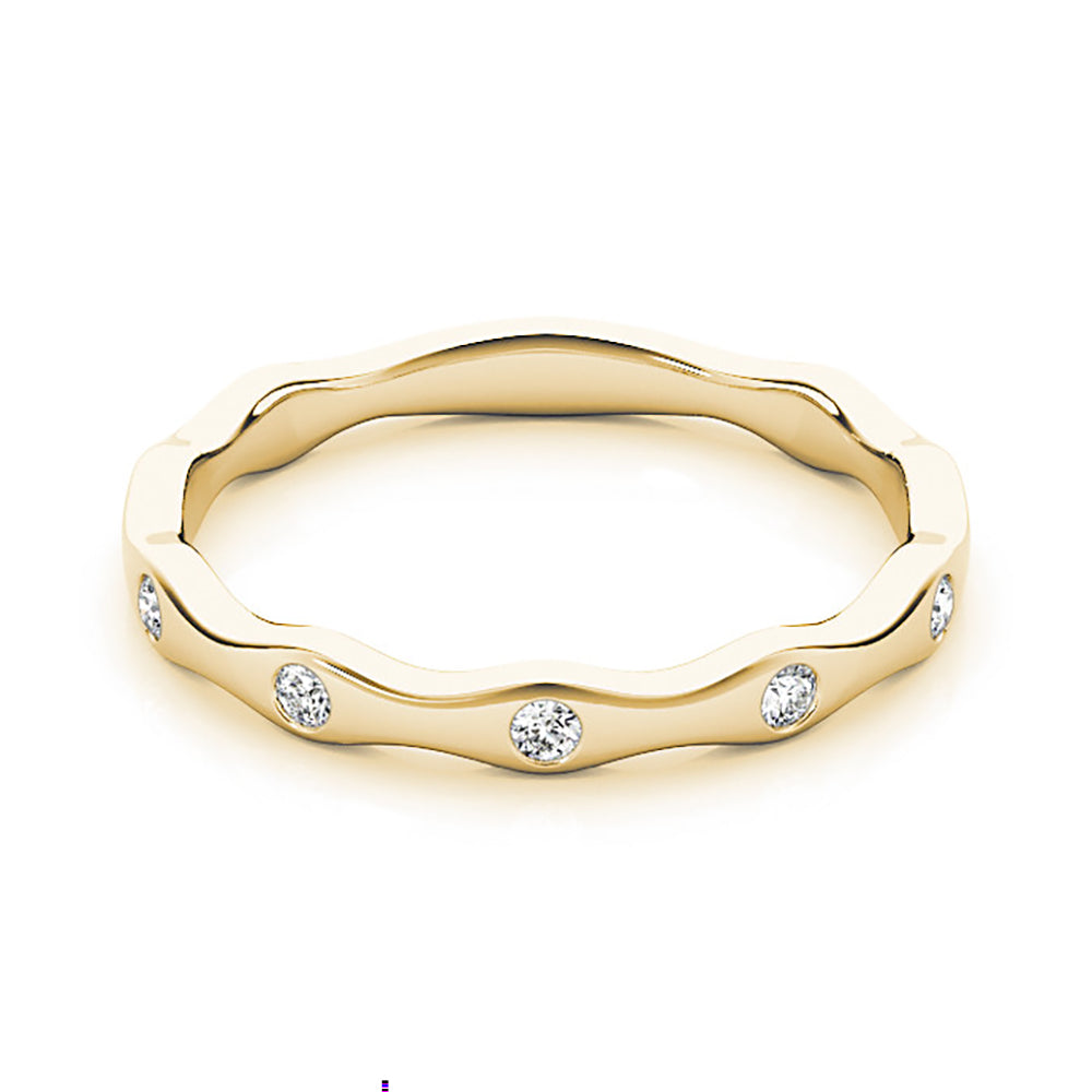 Round Diamond Wedding Band Stackable Ring-VIRABYANI
