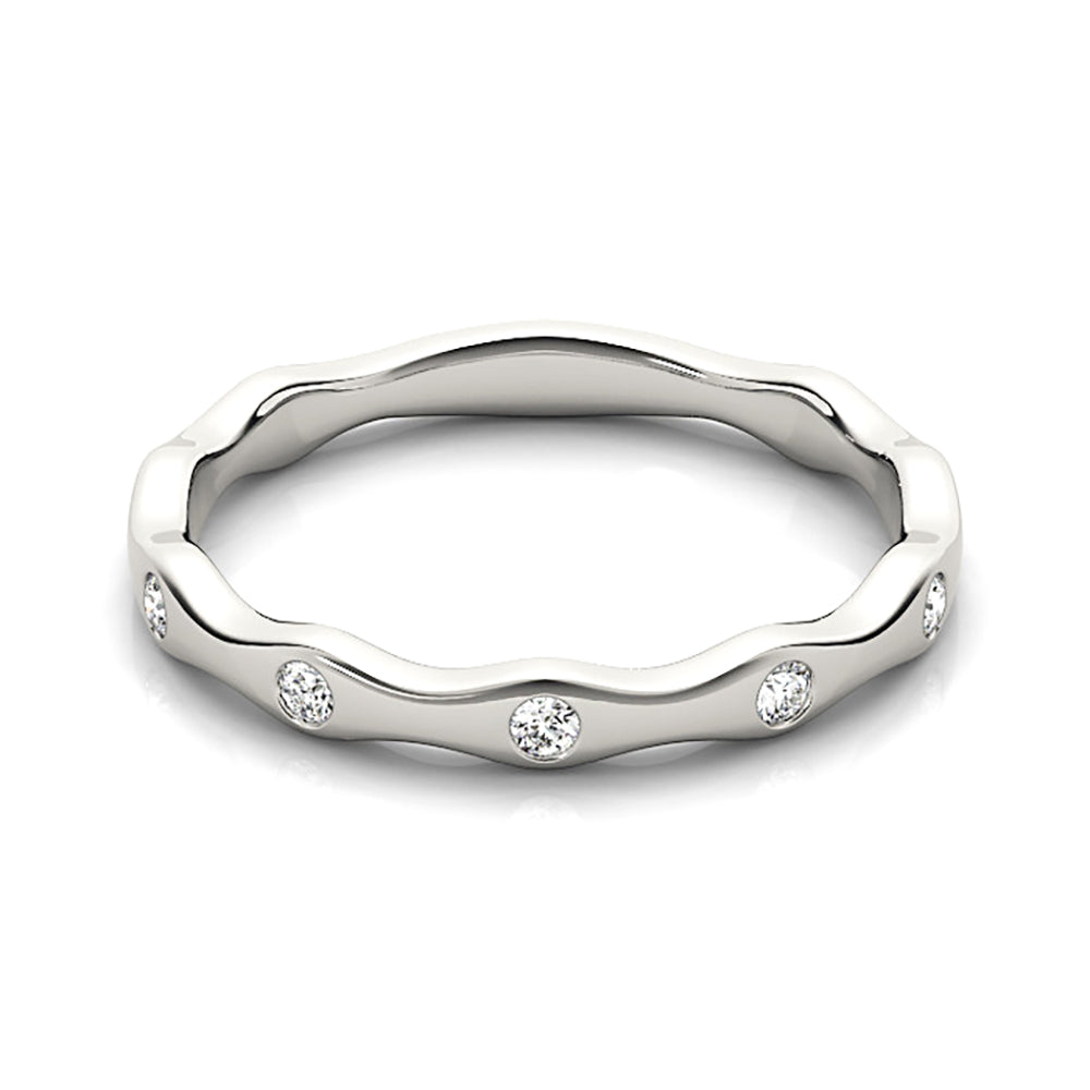 Round Diamond Wedding Band Stackable Ring-VIRABYANI