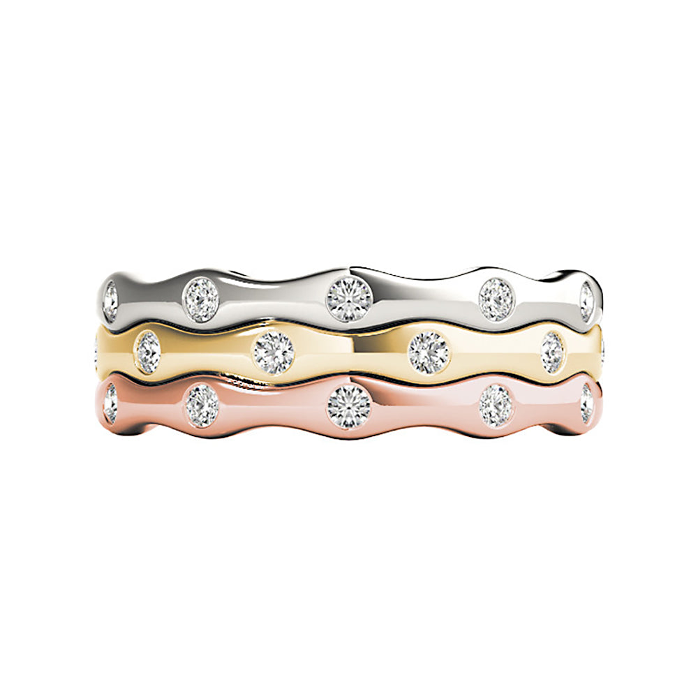 Round Diamond Wedding Band Stackable Ring-VIRABYANI