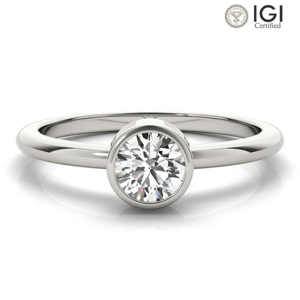 Luna Round Lab Grown Diamond Solitaire Engagement Ring IGI Certified-VIRABYANI