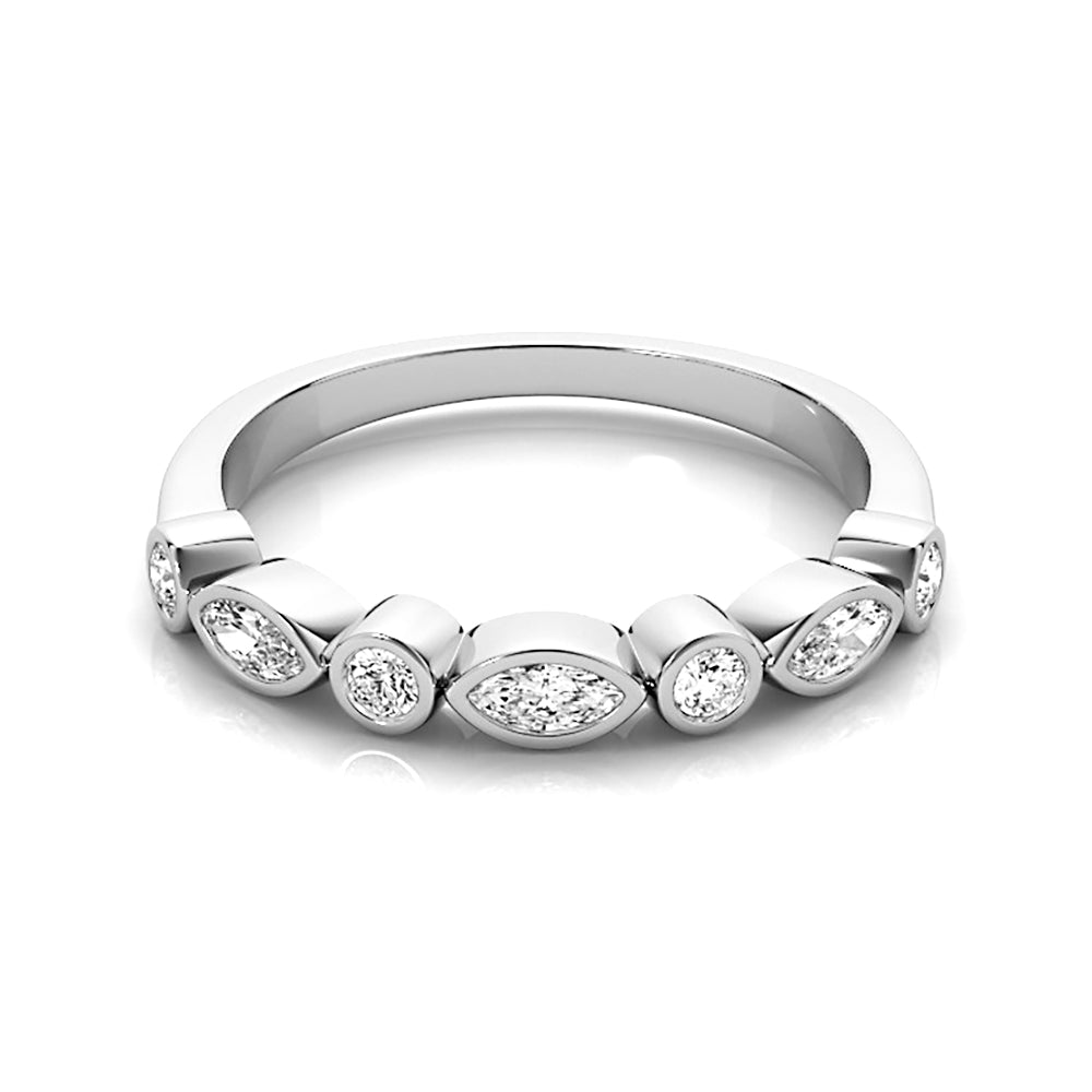 0.30 ct. Round And Marquise Diamond Wedding Ring-VIRABYANI