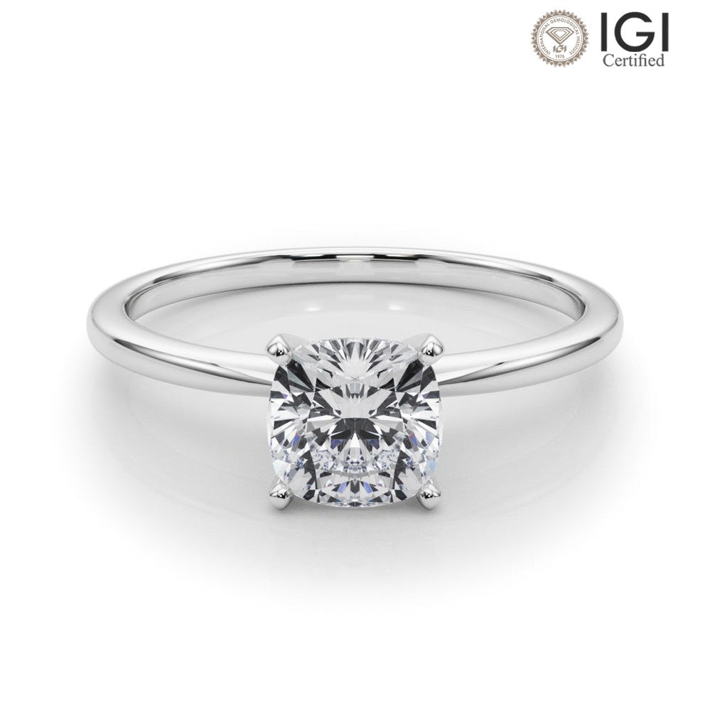 Angelica Cushion Lab Grown Diamond Solitaire Engagement Ring IGI Certified-VIRABYANI