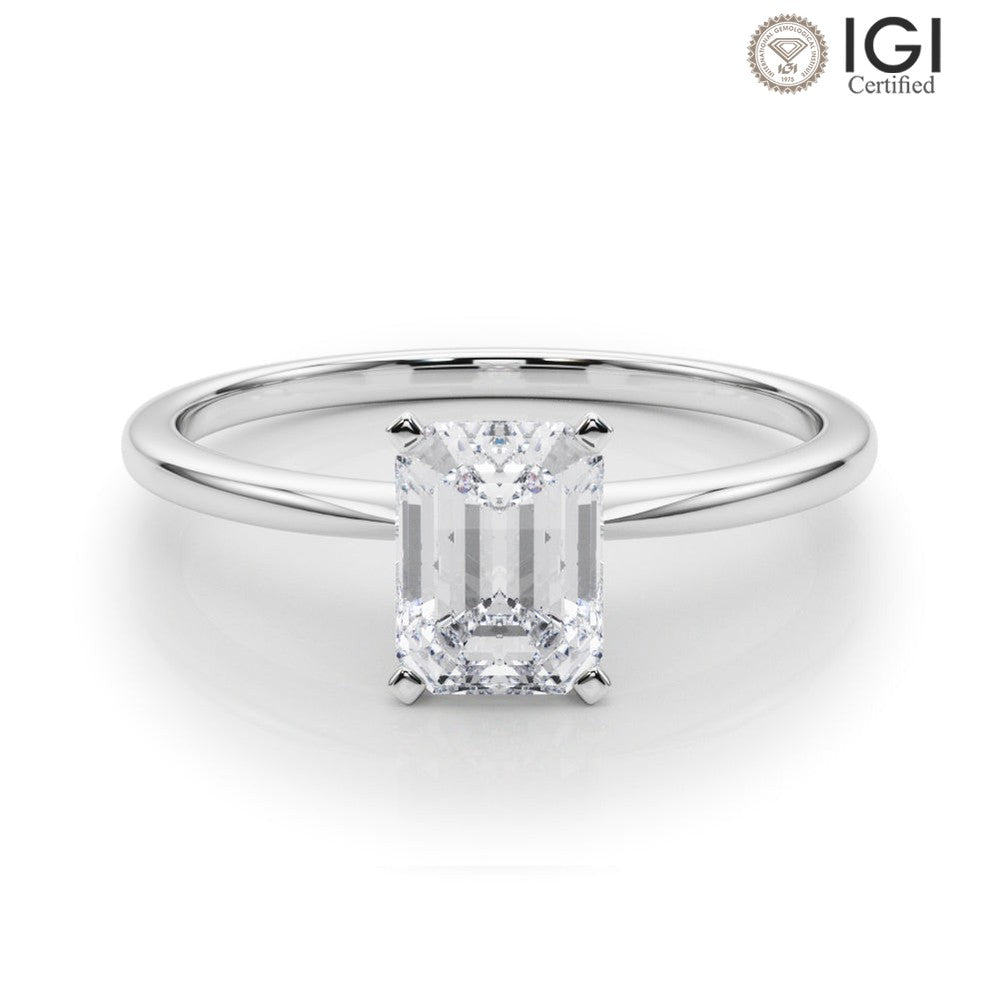 Angelica Emerald Lab Grown Diamond Solitaire Engagement Ring IGI Certified-VIRABYANI