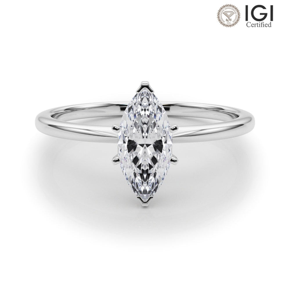 Angelica Marquise Lab Grown Diamond Solitaire Engagement Ring IGI Certified-VIRABYANI