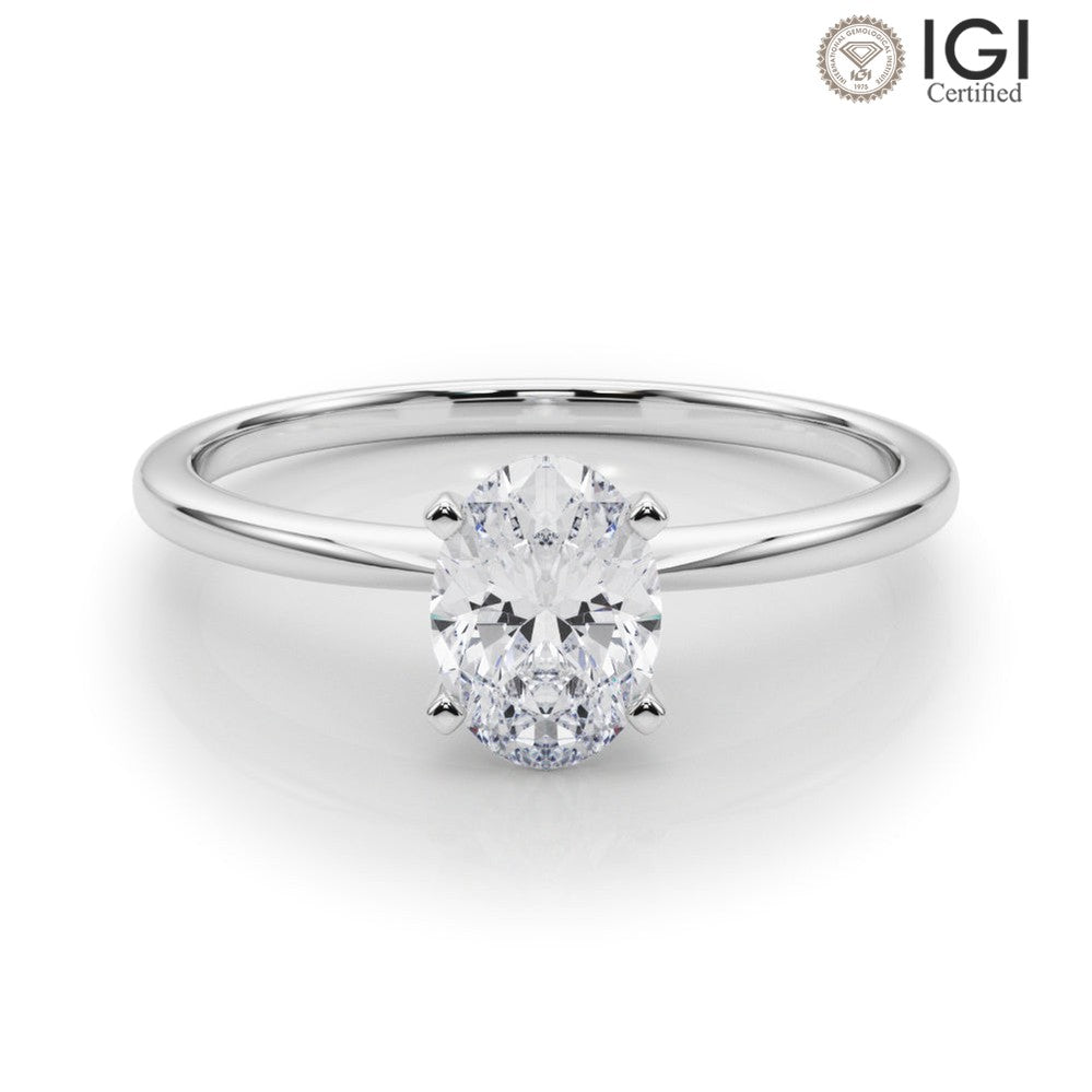 Angelica Oval Lab Grown Diamond Solitaire Engagement Ring IGI Certified-VIRABYANI