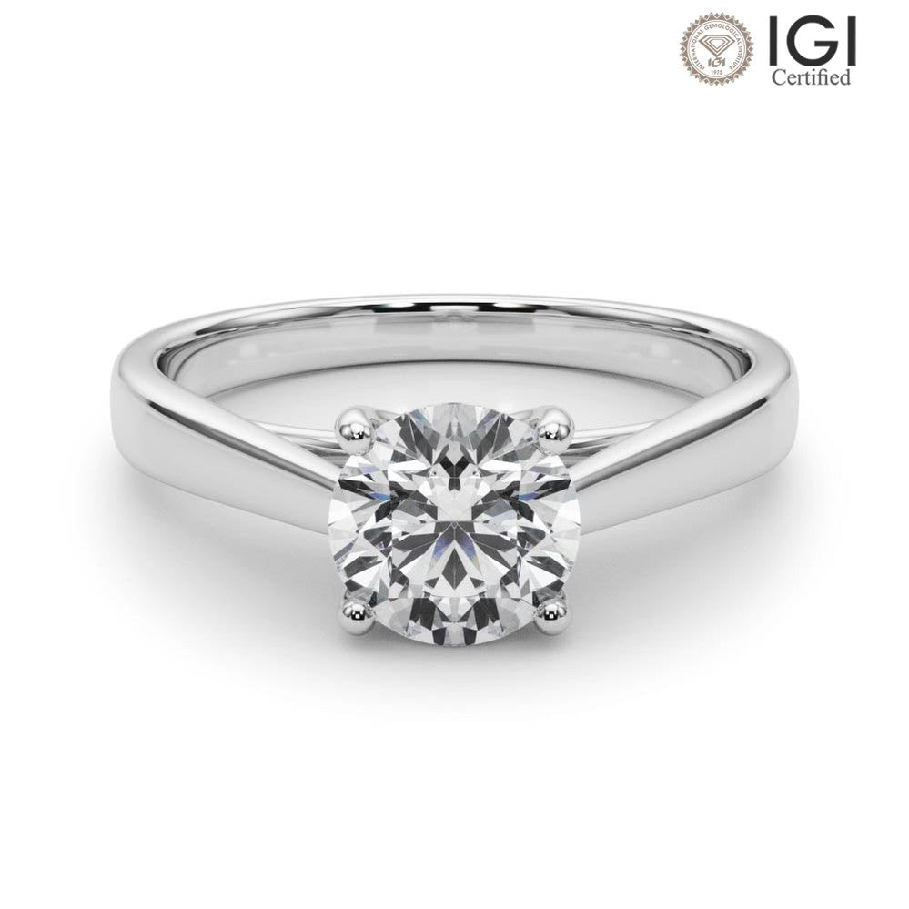 Bella Round Lab Grown Diamond Solitaire Engagement Ring IGI Certified-VIRABYANI